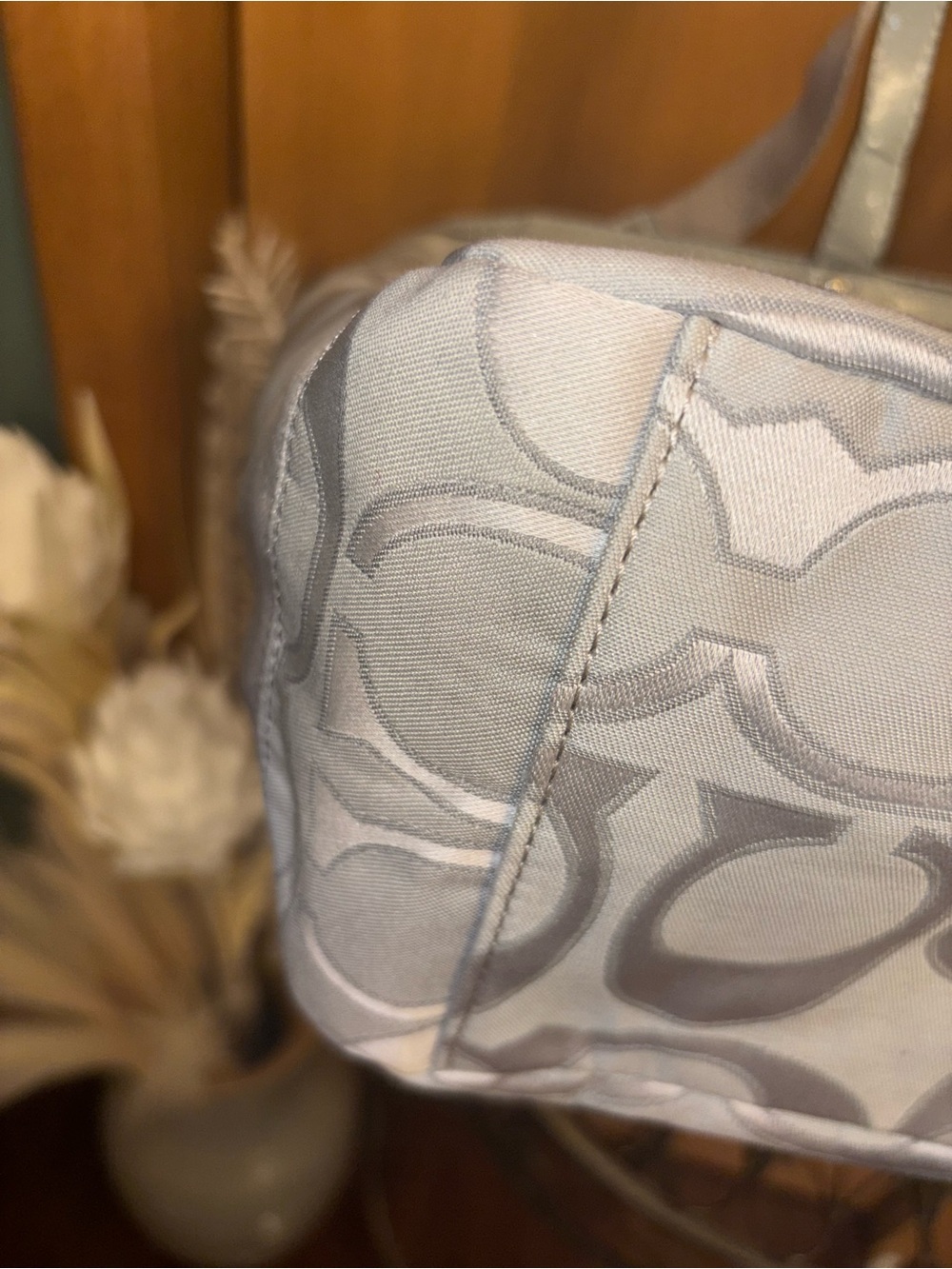 Coach F19422 Gray Signature Multifunctional Travel Tote with Metallic Accent - Picture 15 of 17